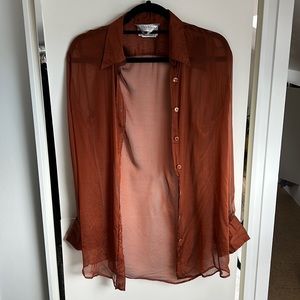 Vintage MaxMara silk shirt (rust color) size 8